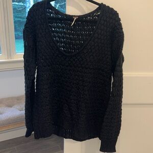 Free People Size M Black Scoop Neck Sweater